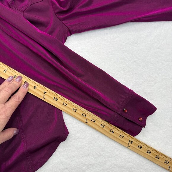 VTG Y2K Bebe Iridescent Snap Front Top Fuchsia Retro Glam Cowgirl Retro Size M - Picture 12 of 12